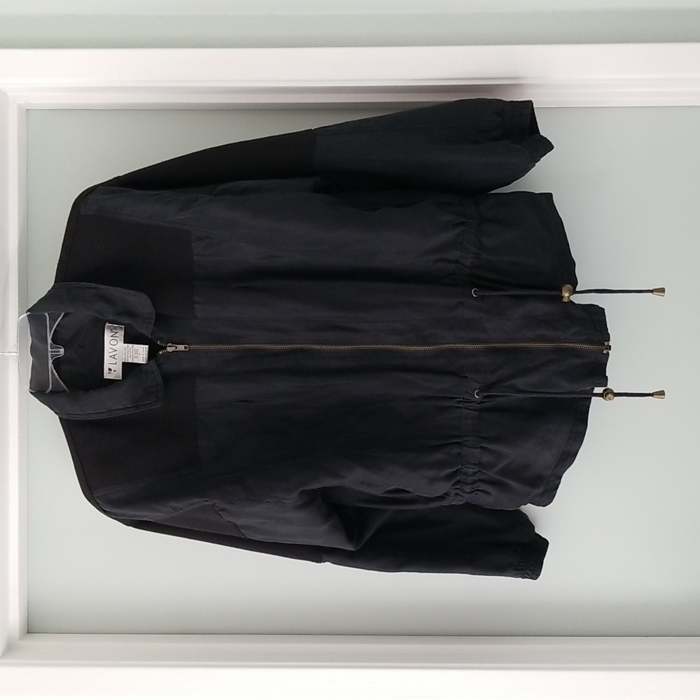 Vintage Lavon Silk Windbreaker Jacket Size M Black - Picture 1 of 12